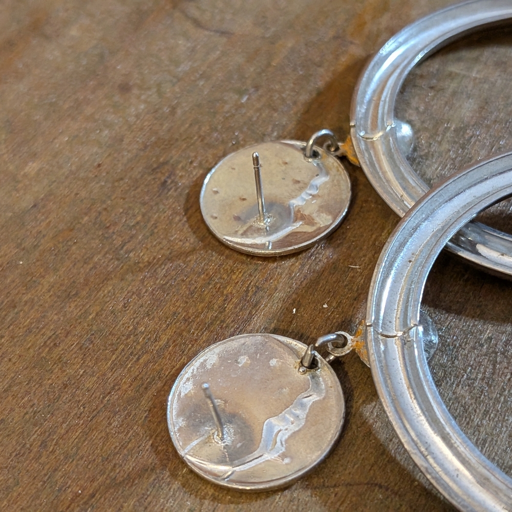 ❄️Vintage Moon & Stars Silver Hoop Earrings - Picture 6 of 6
